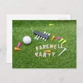 Golf Farewell Party mit Golfball auf grünem Rasen Postkarte (Vorne/Hinten)