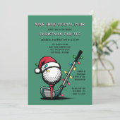 Golf Festive Christmas Holiday Par-tee Green  Einladung (Stehend Vorderseite)