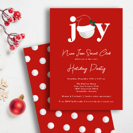 Golf Festive Holiday Party Joy Typography Red Einladung