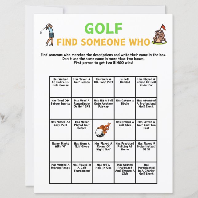 Golf Finde jemanden, der spielt (Vorderseite)