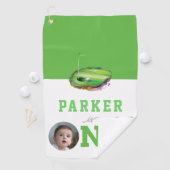 Golf First Birthday Niedliches Personalisiertes Fo Golfhandtuch (Insitu)