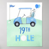 Golf First Birthday Par-tee 19. Loch-Zeichen Poster (Vorne)