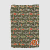 Golf & Fishing Bachforelle Orange Gran Green Golfhandtuch (Vorderseite)