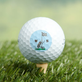 Golf Flag and Clubs Initials Golfball