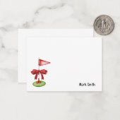 Golf-Flagge mit rotem Band mit Namen Mitteilungskarte (Vorderseite/Rückseite Beispiel)