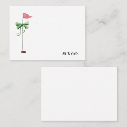 Golf-Flagge mit rotem Band mit Namen Mitteilungskarte (Vorne/Hinten)