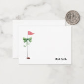 Golf-Flagge mit rotem Band mit Namen Mitteilungskarte (Vorderseite/Rückseite Beispiel)