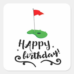 Golf-Flagge mit Text Alles Gute zum Geburtstag Quadratischer Aufkleber