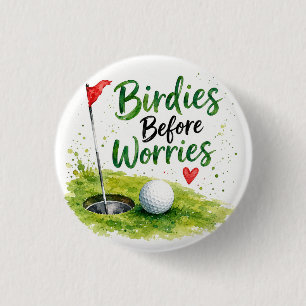 Golf-Flagge und Ball auf dem Golfplatz  Button