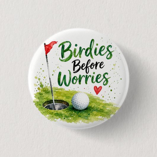 Golf-Flagge und Ball auf dem Golfplatz  Button (Vorderseite)