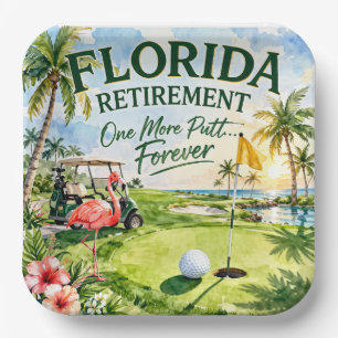 Golf Florida mit Flamingo-Motiv Pappteller