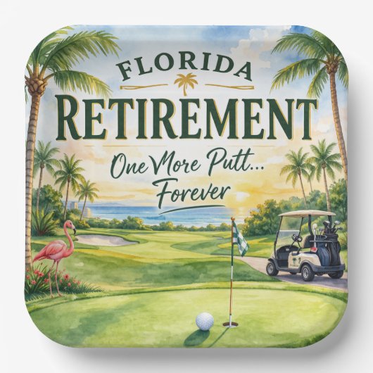 Golf Florida mit Flamingo-Motiv Pappteller (Vorderseite)