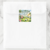 Golf Florida mit Flamingo-Motiv Quadratischer Aufkleber (Tasche)