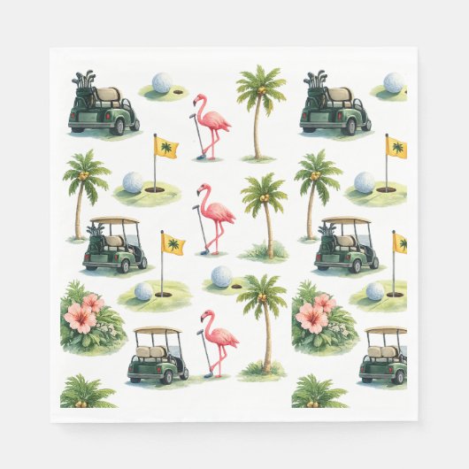 Golf Florida mit Flamingo-Motiv Serviette (Vorderseite)
