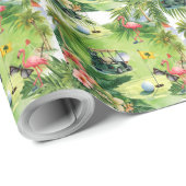 Golf Florida mit Flamingo-Ruhestand Geschenkpapier (Rolleneckpunkt)