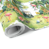 Golf Florida mit Flamingo-Ruhestand Geschenkpapier (Rolleneckpunkt)