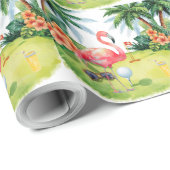 Golf Florida mit Flamingo-Ruhestand Geschenkpapier (Rolleneckpunkt)