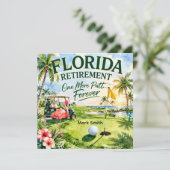 Golf Florida mit Flamingo-Ruhestand-Thema Einladung (Stehend Vorderseite)