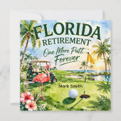 Golf Florida mit Flamingo-Ruhestand-Thema Einladung (Vorderseite)