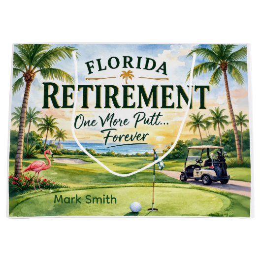 Golf Florida mit Flamingo-Ruhestand-Thema Große Geschenktüte (Vorderseite)