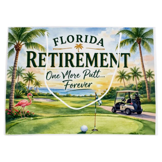 Golf Florida mit Flamingo-Ruhestand-Thema Große Geschenktüte (Vorderseite)