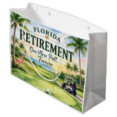 Golf Florida mit Flamingo-Ruhestand-Thema Große Geschenktüte (Rückseite Schrägansicht)