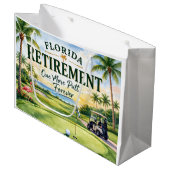 Golf Florida mit Flamingo-Ruhestand-Thema Große Geschenktüte (Vorderseite Schrägansicht)
