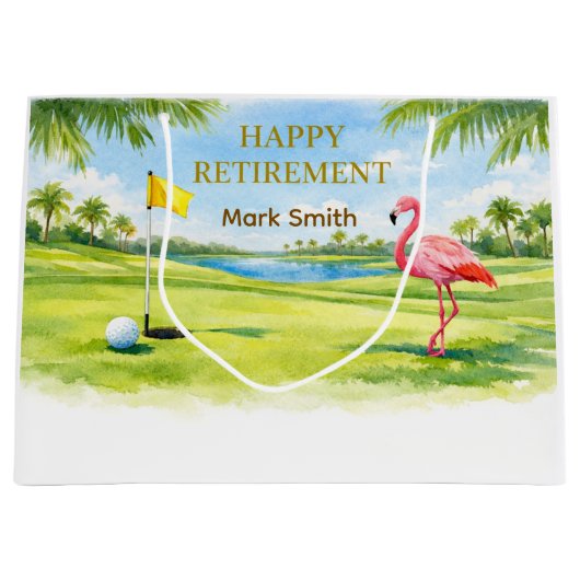 Golf Florida mit Flamingo-Ruhestand-Thema Große Geschenktüte (Vorderseite)