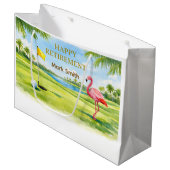 Golf Florida mit Flamingo-Ruhestand-Thema Große Geschenktüte (Vorderseite Schrägansicht)