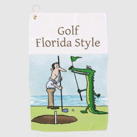 Golf Florida Style mit Alligator Caddie Golfhandtuch (Vorderseite)