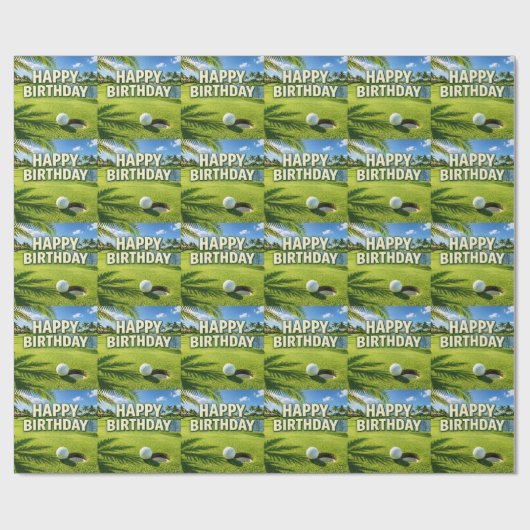 Golf Florida Thema Happy Birthday  Geschenkpapier (Flach)