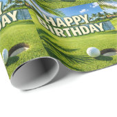 Golf Florida Thema Happy Birthday  Geschenkpapier (Rolleneckpunkt)