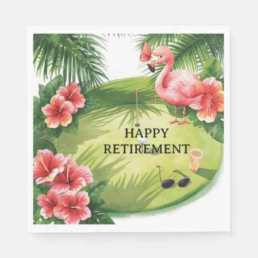 Golf Florida Thema mit Flamingo auf Grün Serviette (Vorderseite)