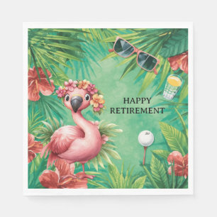 Golf Florida Thema mit Flamingo auf Grün Serviette
