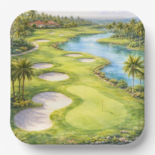 Golf Florida Themen-Golfplatz Pappteller (Vorderseite)