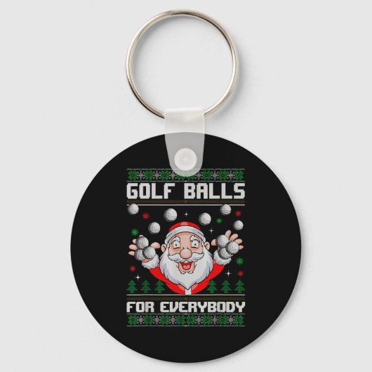 Golf For Everybody Santa Ugly Christmas Golfing Schlüsselanhänger (Vorderseite)