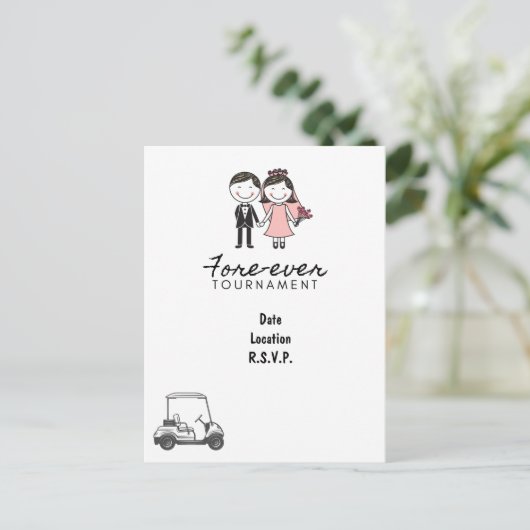 Golf FORE EVER Golf Hochzeit Rette das Datum Golfe Postkarte (Stehend Vorderseite)