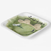 Golf Fore Ever with Bride and Groom Wedding  Pappteller (Gewinkelt)