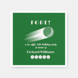 Golf Fore Tee-Riffic Green 50th Birthday Party Serviette