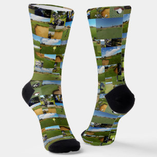 Golf Foto Collage, Full Print Crew Socken