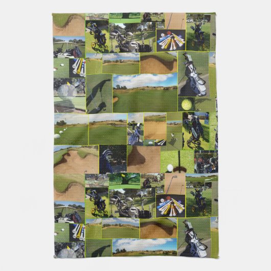 Golf Foto Collage, Geschirrtuch (Vertikal)
