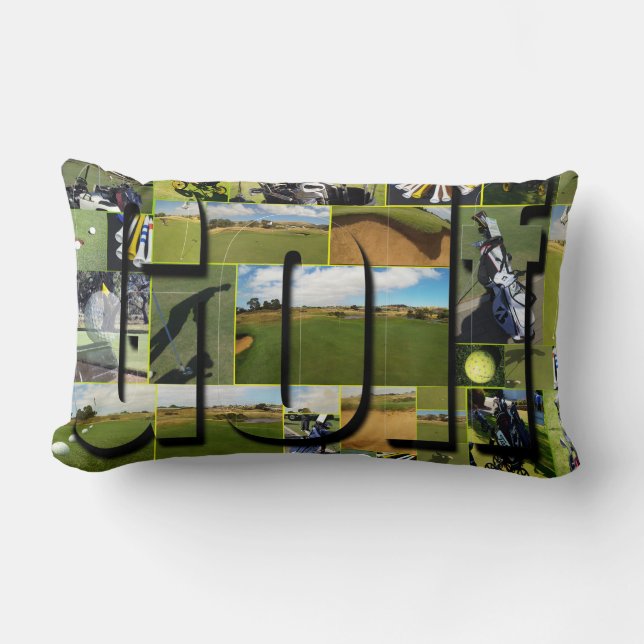 Golf Foto Collage und Logo, Lendenkissen (Vorderseite)