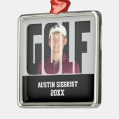 Golf Foto Keepake Silbernes Ornament (Links)