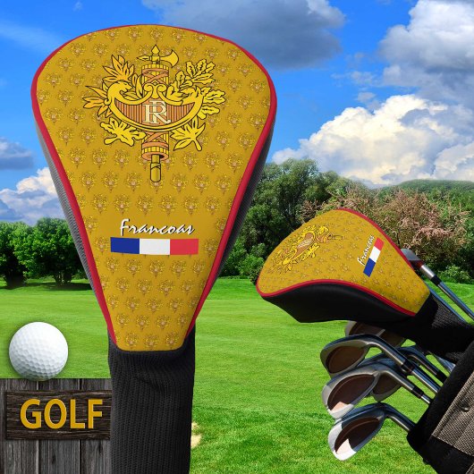Golf Frankreich, goldenes Emblem, französische Fla Golf Headcover