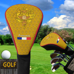 Golf Frankreich, goldenes Emblem, französische Fla Headcover