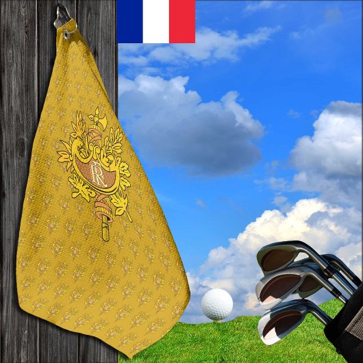 Golf Frankreich mit goldenem französischem Emblem, Golfhandtuch