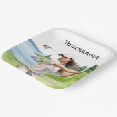 Golf-Frau auf dem Golfplatz Pappteller (Gewinkelt)