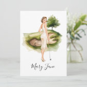 Golf Frau Golferin auf dem Golfplatz Braut-  Einladung (Stehend Vorderseite)