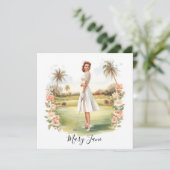 Golf Frau Golferin auf dem Golfplatz Braut  Save The Date (Stehend Vorderseite)