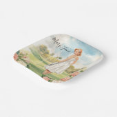 Golf Frau Golferin auf dem Golfplatz Brautkleid Pappteller (Gewinkelt)